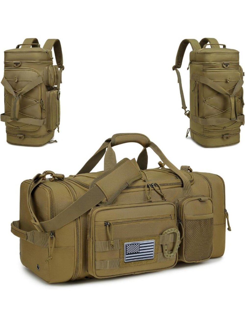 Expandable 3-in-1 Tactical Gym Bag & Duffle for Men & Women - 40-45L, Shoe